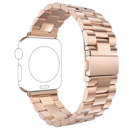 Curea metalica compatibila Apple Watch, 42mm, Auriu-Roz