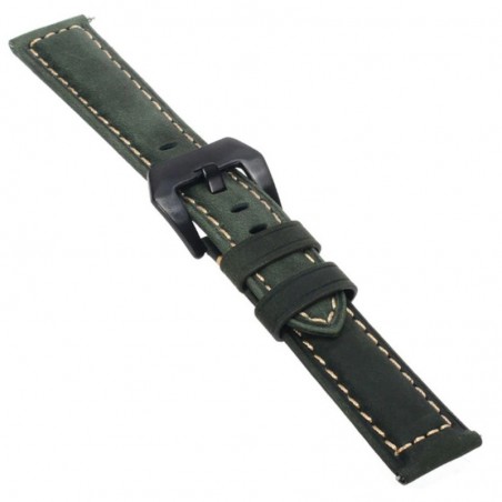 Curea piele naturala  compatibila Huawei Watch GT, Telescoape QR, 22mm, Verde