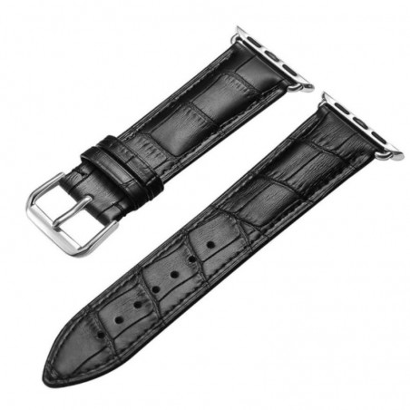 Curea din piele pentru Apple Watch, 44mm, Negru
