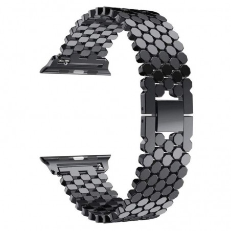 Curea metalica compatibila Apple Watch, 40mm, Negru Lucios