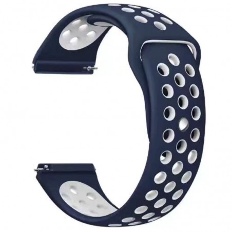 Curea silicon compatibila cu Huawei Watch 2 Sport, Telescoape QR, 20mm, Albastru/Alb