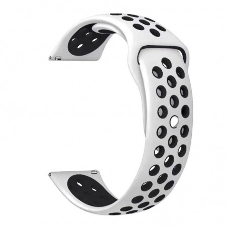 Curea silicon compatibila Huawei Watch 2 Classic, telescoape Quick Release, 22mm, Alb/Negru