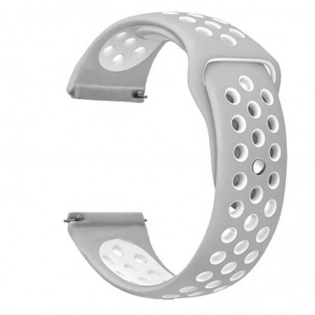 Curea silicon compatibila Huawei Watch 2 Classic, telescoape Quick Release, 22mm, Alb/Gri