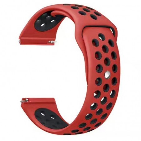 Curea silicon compatibila cu Huawei Watch 2 Sport, 20mm, Telescoape QR, Negru/Rosu