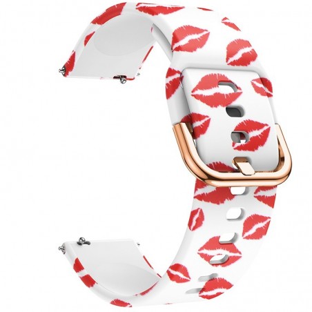 Curea din silicon, compatibila Huawei Watch 2 Sport, telescoape Quick Release, 20mm, Red Kiss