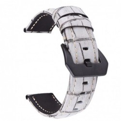 Curea din piele naturala, compatibila Amazfit Pace 1, telescoape normale, 22mm, Alb/Gri