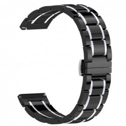 Curea ceramica, compatibila Amazfit Pace 1, telescoape Quick Release, 22mm, Negru/Alb