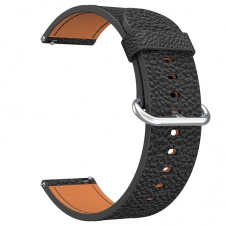 Curea piele, compatibila Huawei Watch 2 Classic, telescoape Quick Release, 18cm, Negru