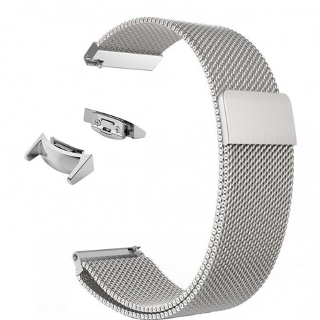 Curea Milanese Loop Slim, adaptoare argintii compatibile Samsung Gear S2 Sport, Argintiu