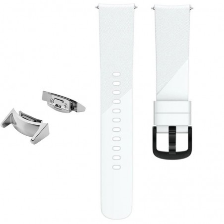 Curea silicon, adaptoare argintii compatibile Samsung Gear S2 Sport, Alb