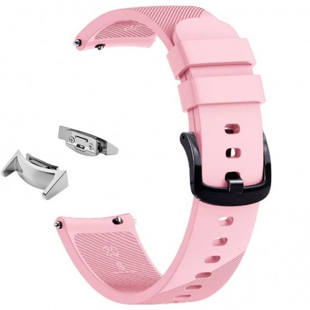 Curea silicon, adaptoare argintii compatibile Samsung Gear S2 Sport, Roz