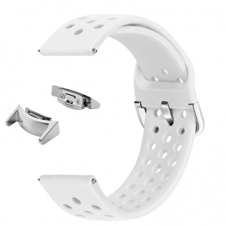 Curea din silicon, adaptoare argintii compatibile Samsung Gear S2 Sport, Alb