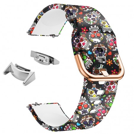 Curea silicon, adaptoare argintii compatibile Samsung Gear S2 Sport, Vintage Model