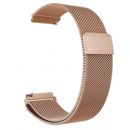 Curea otel, tip Milanese Loop, compatibila Samsung Galaxy Watch Active 2, telescoape Quick Release,  Rose Gold