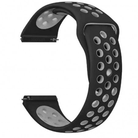 Curea silicon, compatibila Huawei Watch GT 2 42mm, telescoape Quick Release, Negru/Gri