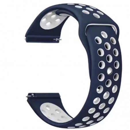 Curea silicon, compatibila Huawei Watch GT 2 42mm, telescoape Quick Release, Albastru/Alb