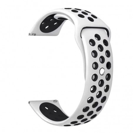Curea silicon, compatibila Huawei Watch GT 2 42mm, telescoape Quick Release, Alb/Negru