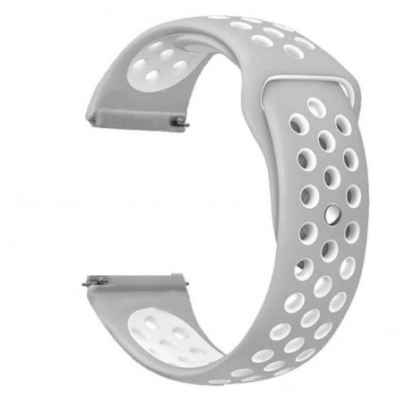 Curea silicon, compatibila Huawei Watch GT 2 42mm, telescoape Quick Release, Gri/Alb