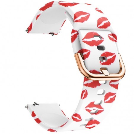 Curea silicon, compatibila Huawei Watch GT 2 42mm, telescoape Quick Release, Red Kiss