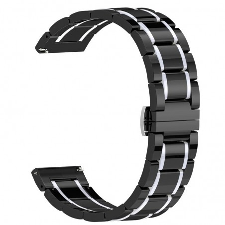 Curea ceramica, compatibila Huawei Watch GT 2 46mm, telescoape Quick Release, 22mm, Negru/Argintiu