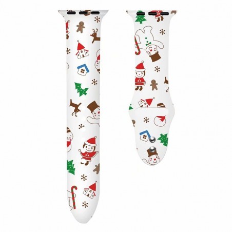 Curea silicon, compatibila Apple Watch 38mm, Christmas White