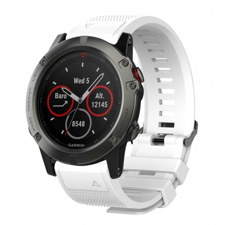 Curea silicon compatibila Garmin Fenix 5X, 26mm, Alb