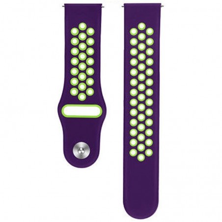Curea silicon, compatibila Xiaomi Amazfit GTR 42mm, telescoape Quick Release,  Violet/Verde