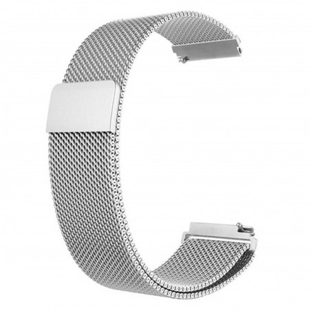 Curea metalica de tip Milanese Loop compatibila cu Samsung Galaxy Watch Active, Telescoape QR, 20mm, Argintiu