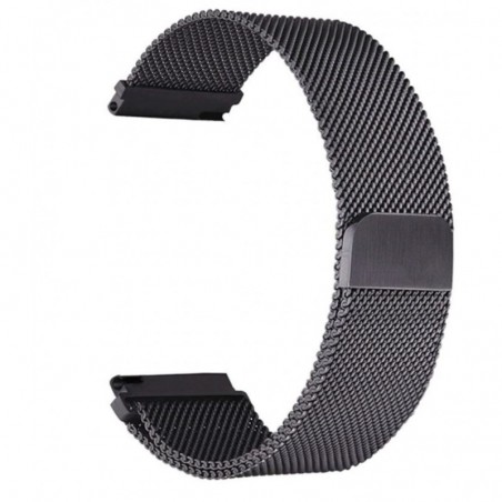 Curea tip Milanese Loop compatibila cu Pebble Time Steel, Telescoape QR, 22mm, Negru, Size S