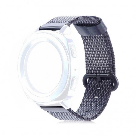 Curea material textil, compatibila Samsung Galaxy Watch Active 2, telescoape Quick Release, Negru/Argintiu