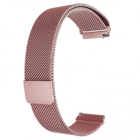 Curea metalica compatibila Huawei Watch GT 2 46mm, Milanese Loop, telescoape QR, 22mm, Roz