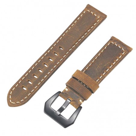Curea piele compatibila Huawei Watch GT 2 46mm, telescoape QR, 22mm, Maro