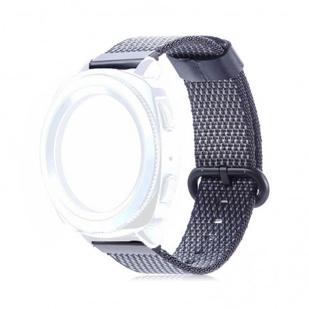 Curea textila, compatibila Huawei Watch GT 2 42mm, telescoape Quick Release,  Black Silver