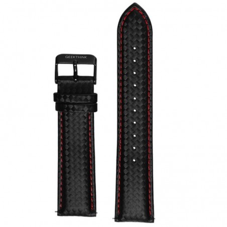 Curea piele compatibila Samsung Galaxy Watch 46mm, Telescoape QR, Negru/Rosu