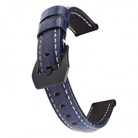 Curea piele naturala, compatibila Samsung Galaxy Watch 46mm, telescoape normale, Albastru