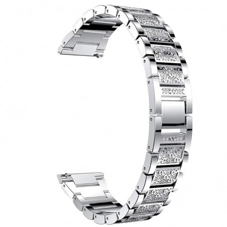 Curea otel, compatibila Samsung Galaxy Watch Active 2, telescoape Quick Release,  Silver Diamond