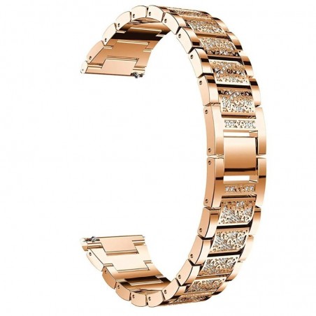 Curea otel compatibila Galaxy Watch 6|Watch 5|Watch 4|Huawei Watch GT 3 42mm|GT 3 Pro 43mm|GT 2 42mm, Rose Gold Diamond