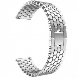 Curea metalica compatibila Samsung Galaxy Watch3, 45mm, telescoape Quick Release, Bright-Silver