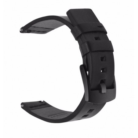 Curea piele compatibila Samsung Galaxy Watch3, 45mm, telescoape Quick Release, Negru