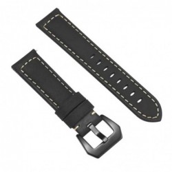 Curea piele naturala  compatibila Samsung Galaxy Watch3, 45mm, Telescoape QR, 22mm, Negru Mat