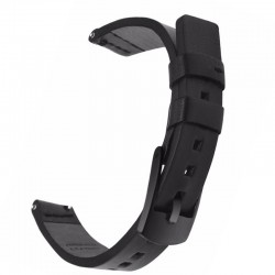 Curea piele naturala compatibila Samsung Galaxy Watch3, 45mm, telescoape Quick Release, 22mm, Negru
