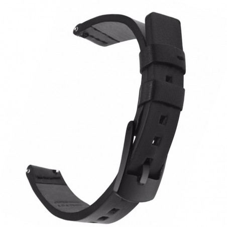 Curea piele naturala compatibila Samsung Galaxy Watch3, 45mm, telescoape Quick Release, 22mm, Negru