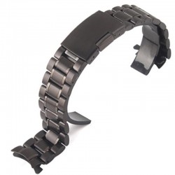 Curea metalica, compatibila Samsung Galaxy Watch3, 45mm, telescoape normale, Round Edge, 22mm, Negru