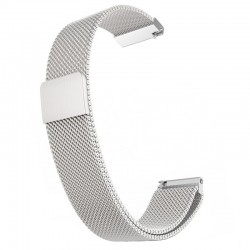 Curea Milanese Slim Fit compatibila Samsung Galaxy Watch3, 45mm, Telescoape QR, 22mm, Argintiu