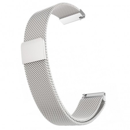 Curea Milanese Slim Fit compatibila Samsung Galaxy Watch3, 45mm, Telescoape QR, 22mm, Argintiu