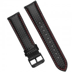 Curea piele compatibila Samsung Galaxy Watch3, 45mm, Telescoape QR, 22mm, Negru/Rosu