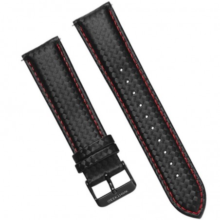 Curea piele compatibila Samsung Galaxy Watch3, 45mm, Telescoape QR, 22mm, Negru/Rosu