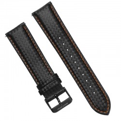 Curea piele compatibila Samsung Galaxy Watch3, 45mm, Telescoape QR, 22mm, Negru/Portocaliu