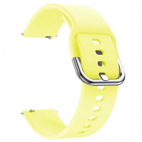 Curea din silicon compatibila cu Pebble Time Steel, Telescoape QR, 22mm, Lemon Yellow