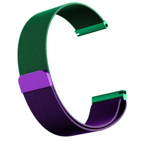 Curea otel, Milanese Loop Slim, compatibila cu Amazfit Pace 2, Telescoape QR, 22mm, Purple Green